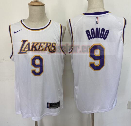 Maillot Los Angeles Lakers Homme Rajon Rondo 9 Basketball Blanc