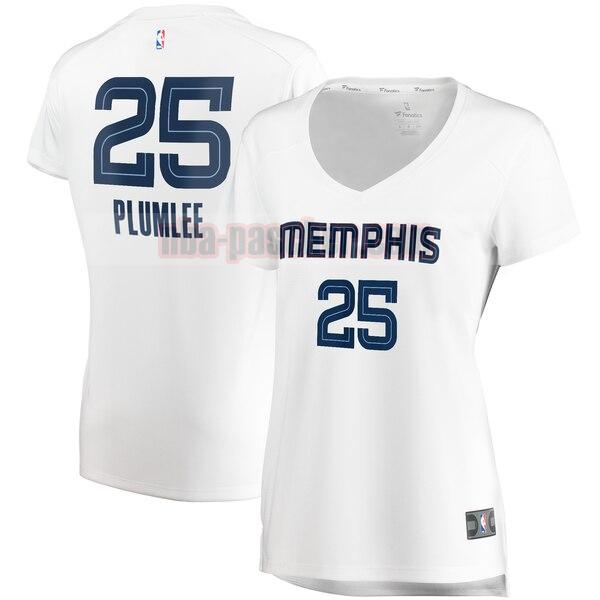 Maillot Memphis Grizzlies Femme Miles Plumlee 25 association edition Blanc