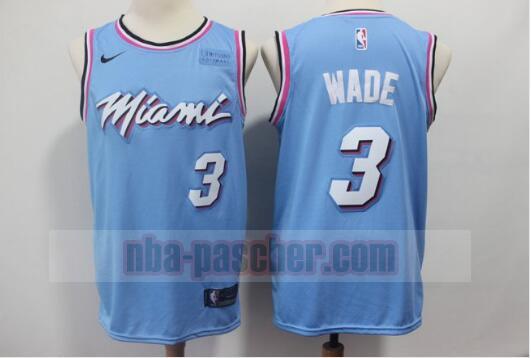 Maillot Miami Heat Homme Authentic Wade 3 Basket-ball 2019 Bleu