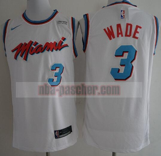Maillot Miami Heat Homme Authentic Wade 3 Basketball Blanc