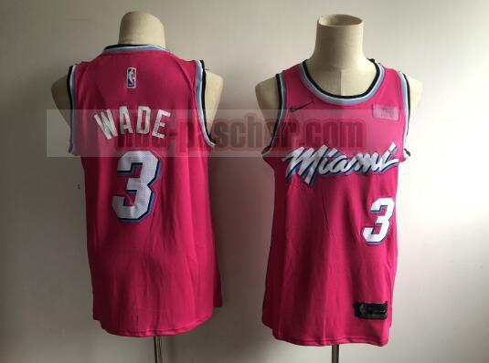 Maillot Miami Heat Homme Authentic Wade 3 Basketball Rosa