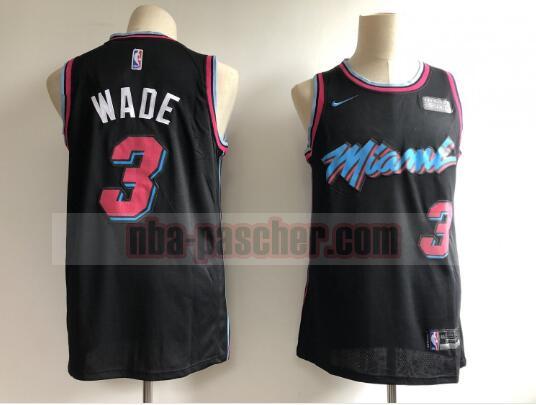 Maillot Miami Heat Homme Dwyane Wade 3 Basketball Noir