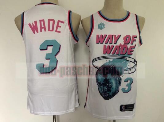 Maillot Miami Heat Homme Dwyane Wade City 3 Basketball pas cher Blanc