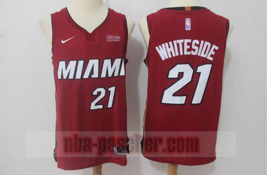 Maillot Miami Heat Homme Hassan Whiteside 21 Basketball Rouge