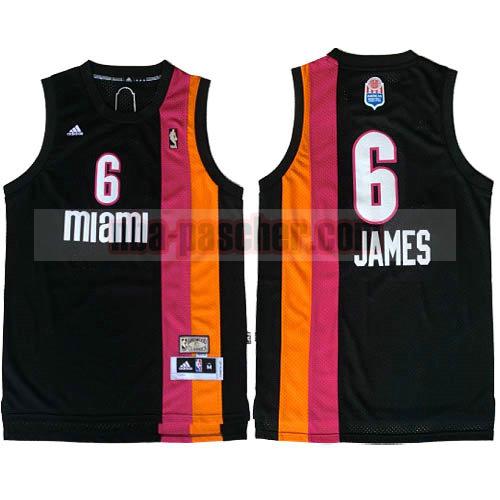 Maillot Miami Heat Homme LeBron James 6 retro Noir