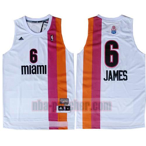 Maillot Miami Heat Homme LeBron James 6 retro blanc