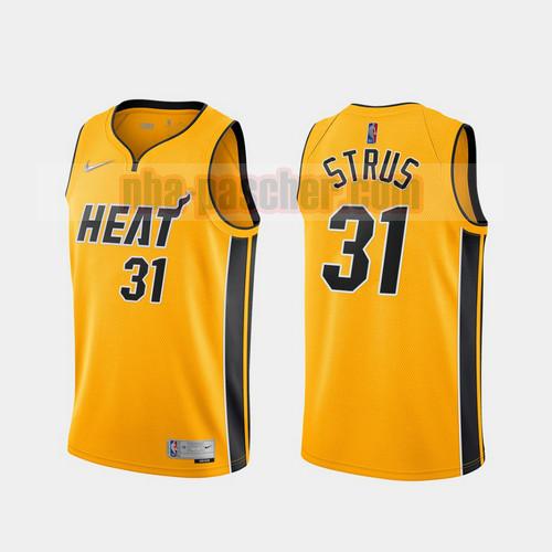 Maillot Miami Heat Homme Max Strus 31 2020-21 Earned Edition Jaune