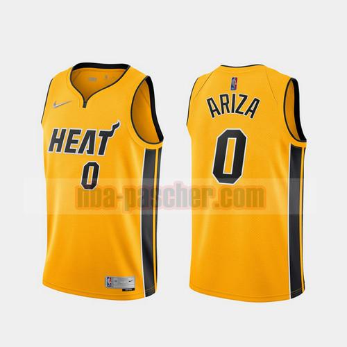 Maillot Miami Heat Homme Trevor Ariza Heat 0 2020-21 Earned Edition Jaune