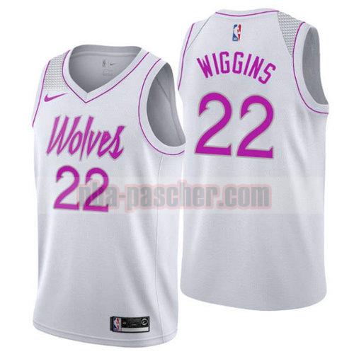 Maillot Minnesota Timberwolves Homme Andrew Wiggins 22 Earned 2019 blanc
