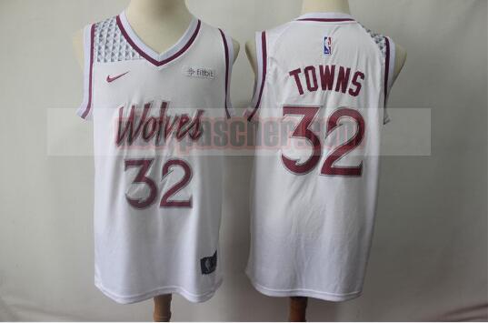 Maillot Minnesota Timberwolves Homme Karl-Anthony Towns 32 Édition gagnée Blanc