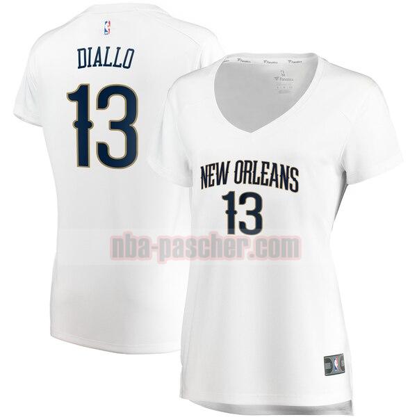 Maillot New Orleans Pelicans Femme Cheick Diallo 13 association edition Blanc