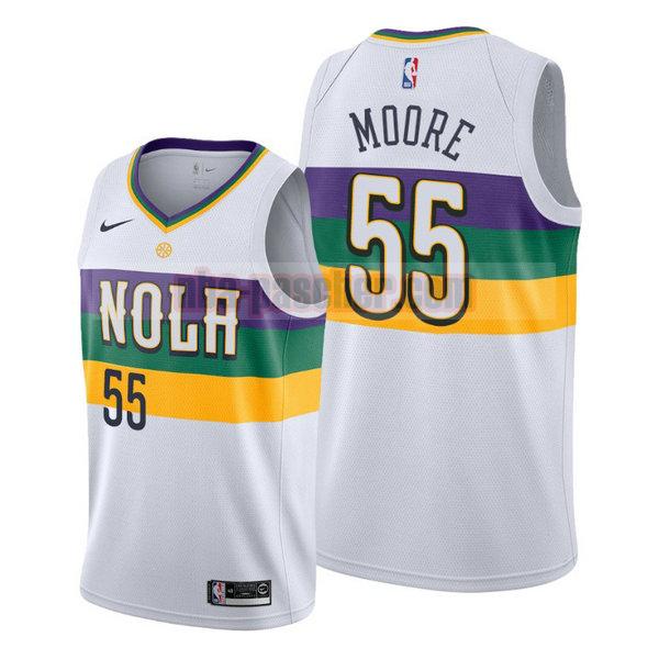 Maillot New Orleans Pelicans Homme E'twaun Moore 55 2020-21 saison déclaration blanc