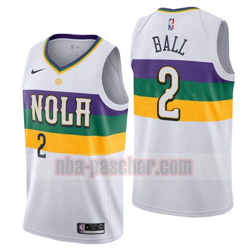 Maillot New Orleans Pelicans Homme Lonzo Ball 2 Ville 2019 blanc