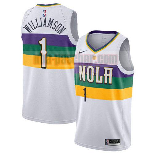 Maillot New Orleans Pelicans Homme Zion Williamson 1 Ville 2019 White