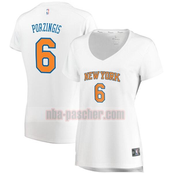 Maillot New York Knicks Femme Kristaps Porzingis 6 association edition Blanc