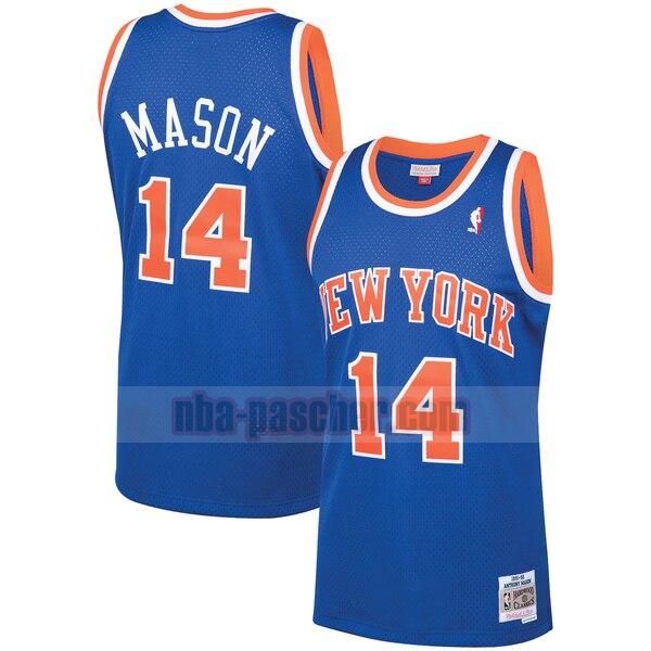 Maillot New York Knicks Homme Anthony Mason 14 1991-92 Hardwood Classics Swingman Bleu