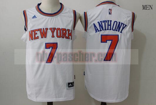 Maillot New York Knicks Homme Carmelo Anthony 7 Basketball Blanc
