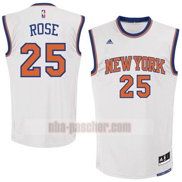 Maillot New York Knicks Homme Derrick Rose 25 Réplique Blanc