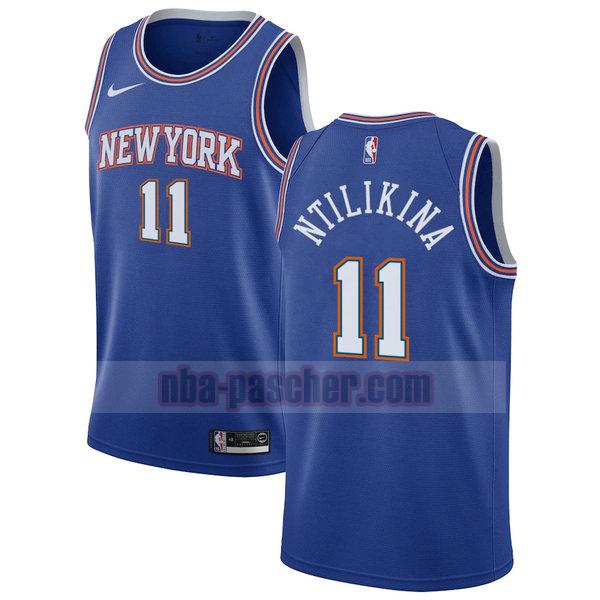 Maillot New York Knicks Homme Frank Ntilikina 11 2020-21 saison déclaration Bleu
