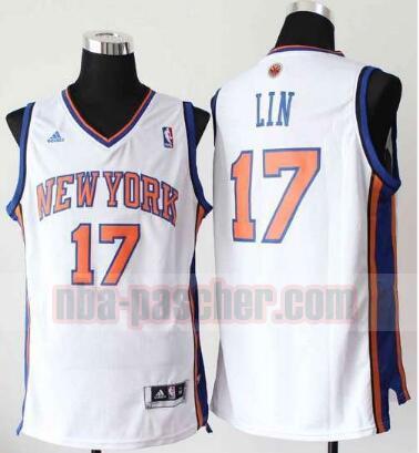 Maillot New York Knicks Homme Jeremy Lin 17 Retour Blanc