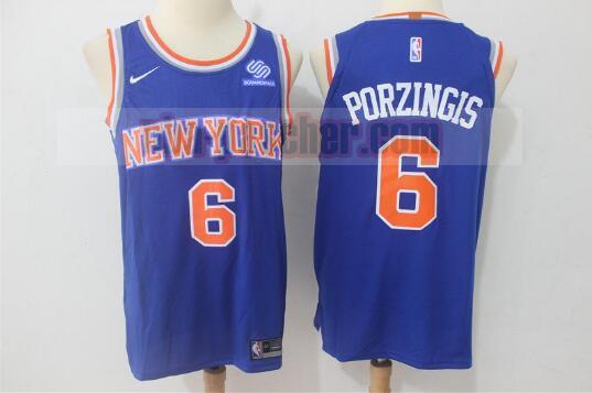 Maillot New York Knicks Homme Kristaps Porzingis 6 Bleu