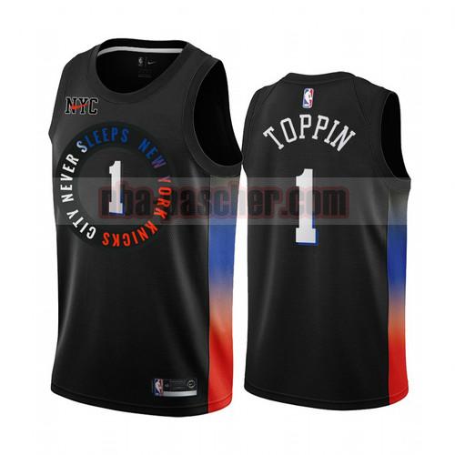 Maillot New York Knicks Homme Obi Toppin 1 Édition City 2020-21 Noir