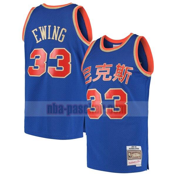 Maillot New York Knicks Homme Patrick Ewing 33 2019 Nouvel an chinois Swingman Bleu