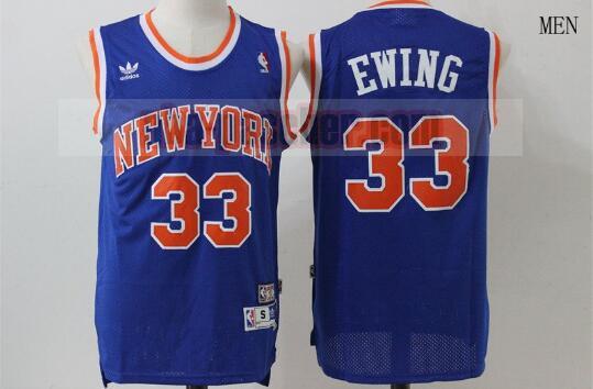 Maillot New York Knicks Homme Patrick Ewing 33 Retour Bleu
