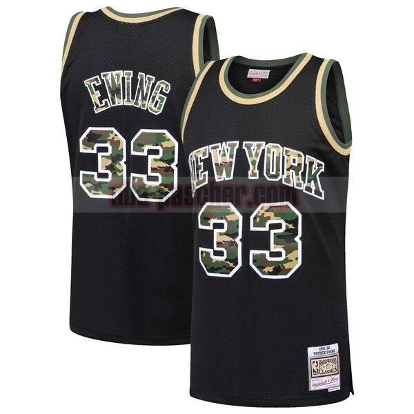Maillot New York Knicks Homme Patrick Ewing 33 Straight Fire Camo Swingman Noir