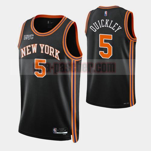 Maillot New York Knicks Homme immanuel quickley 5 Édition de la ville 2022 Édition 75e anniversaire Noir