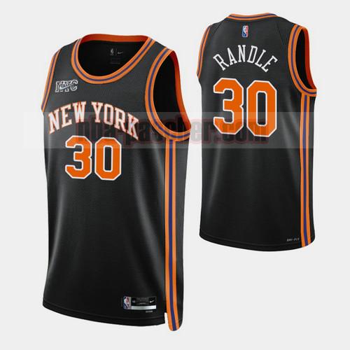 Maillot New York Knicks Homme julius randle 30 Édition de la ville 2022 Édition 75e anniversaire Noir