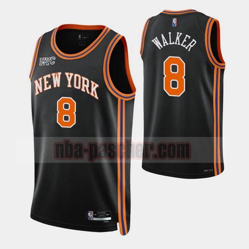 Maillot New York Knicks Homme kemba walker 8 Édition de la ville 2022 Édition 75e anniversaire Noir