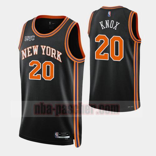Maillot New York Knicks Homme kevin knox 20 Édition de la ville 2022 Édition 75e anniversaire Noir