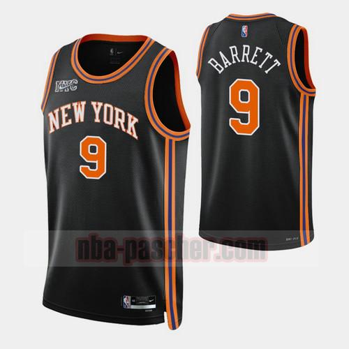 Maillot New York Knicks Homme rj barrett 9 Édition de la ville 2022 Édition 75e anniversaire Noir