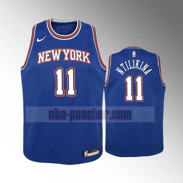 Maillot New York Knicks enfant Frank Ntilikina 11 2020-21 saison déclaration Bleu