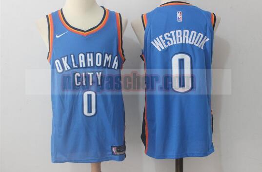 Maillot Oklahoma City Thunder Homme Russell Westbrook 0 Basketball pas cher Bleu