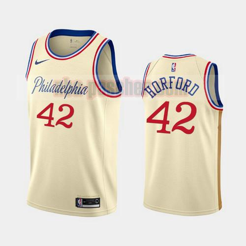 Maillot Philadelphia 76ers Homme Al Horford 42 2019-20 Ciudad Crema Blanc