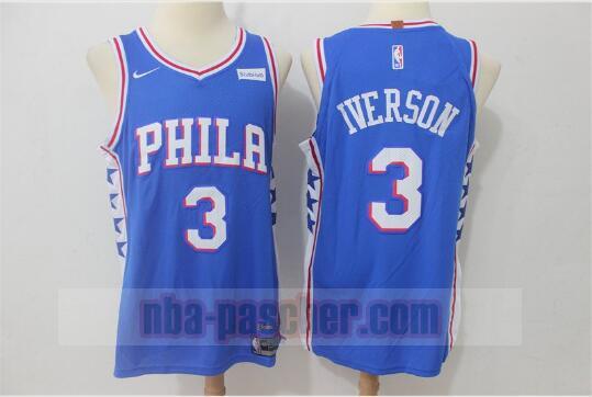 Maillot Philadelphia 76ers Homme Allen Iverson 3 Basketball Bleu
