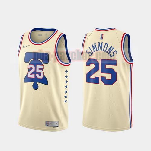 Maillot Philadelphia 76ers Homme Ben Simmons 25 2020-21 Earned Edition Blanc lechoso