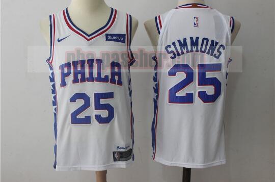 Maillot Philadelphia 76ers Homme Ben Simmons 25 Basketball Blanc