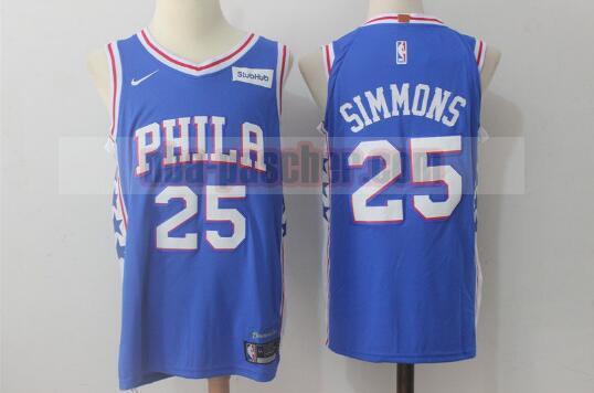 Maillot Philadelphia 76ers Homme Ben Simmons 25 Basketball Bleu