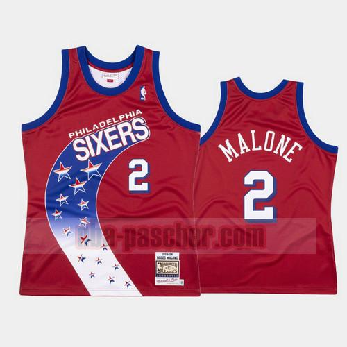 Maillot Philadelphia 76ers Homme Moses Malone 2 1993-94 Hardwood Classics Authentic Rouge
