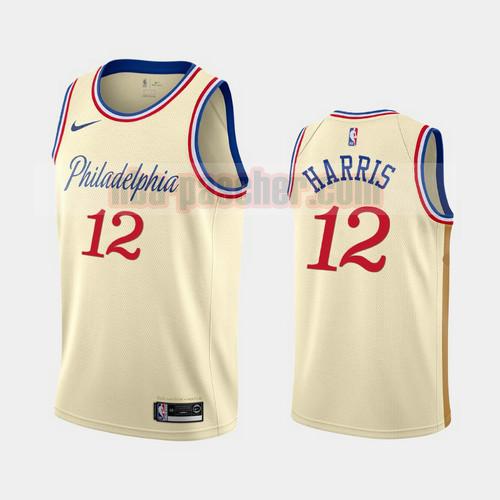 Maillot Philadelphia 76ers Homme Tobias Harris 12 2019-20 Ciudad Crema Blanc