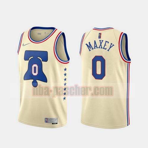 Maillot Philadelphia 76ers Homme Tyrese Maxey 0 2020-21 Earned Edition Blanc lechoso