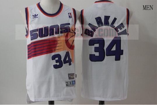 Maillot Phoenix Suns Homme Charles Barkley 34 Basketball Blanc
