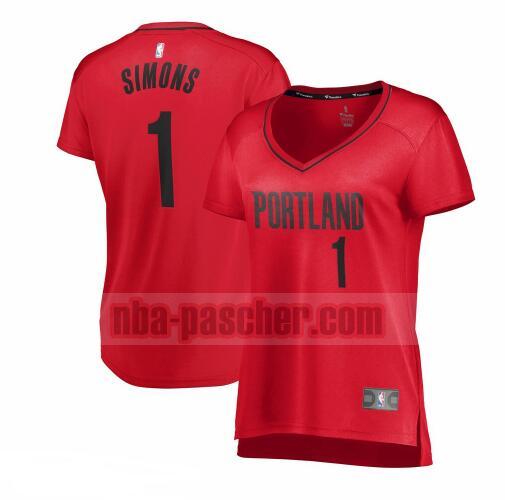 Maillot Portland Trail Blazers Femme Anfernee Simons 1 statement edition Rouge