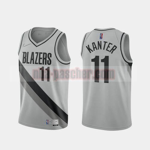 Maillot Portland Trail Blazers Homme Enes Kanter 11 2020-21 Earned Edition gris