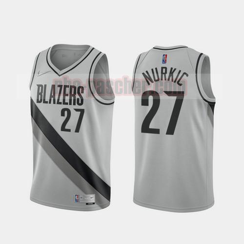 Maillot Portland Trail Blazers Homme Jusuf Nurkic 27 2020-21 Earned Edition gris