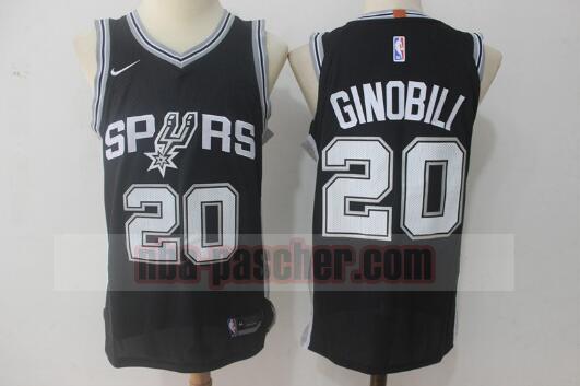 Maillot San Antonio Spurs Homme Manu Ginobili 20 Basketball Noir