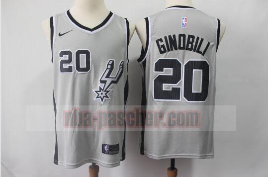 Maillot San Antonio Spurs Homme Manu Ginobili 20 Basketball gris